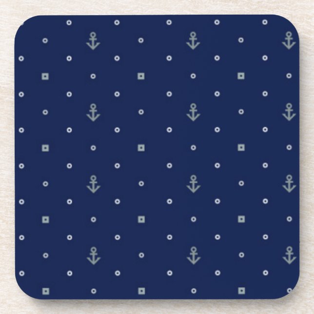Anchor Polka Dots Pattern Drink Coaster (Front)