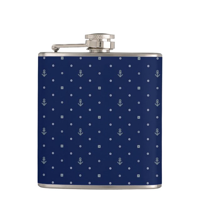 Anchor Polka Dots Pattern Flask (Front)