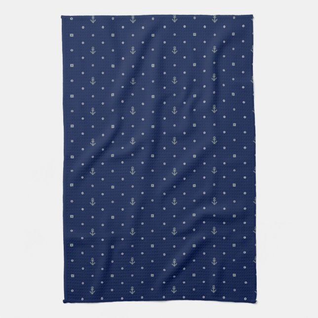 Anchor Polka Dots Pattern Kitchen Towel (Vertical)