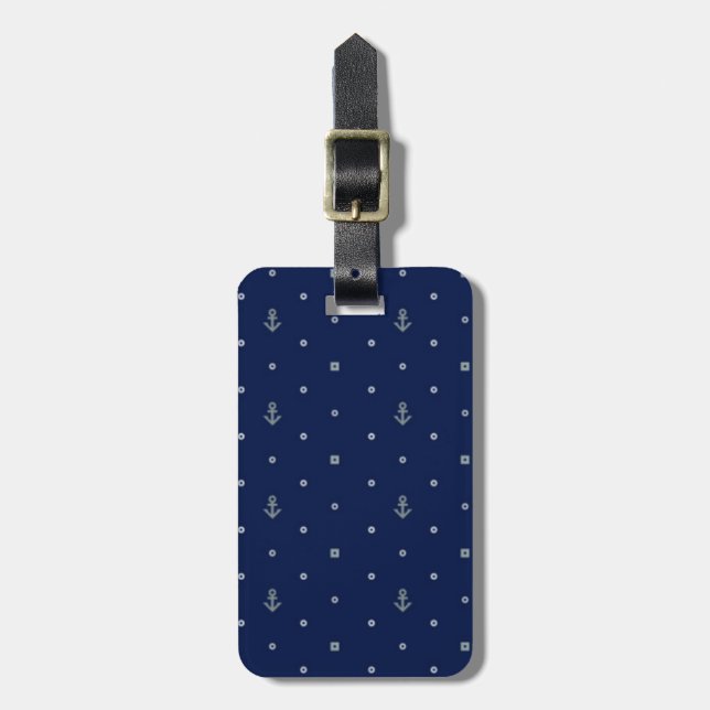 Anchor Polka Dots Pattern Luggage Tag (Front Vertical)