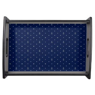 Anchor Polka Dots Pattern Serving Tray