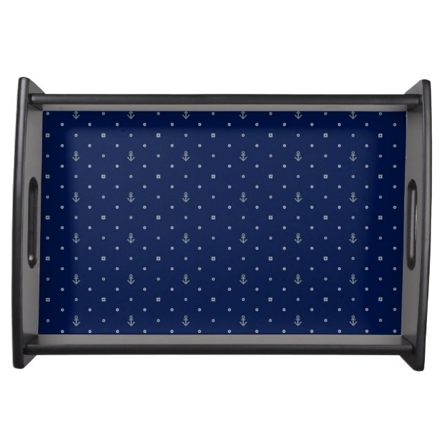 Anchor Polka Dots Pattern Serving Tray (Front)
