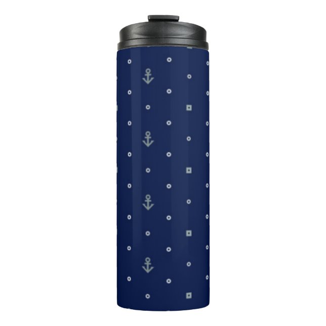 Anchor Polka Dots Pattern Thermal Tumbler (Front)