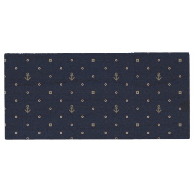 Anchor Polka Dots Pattern Wood USB Flash Drive (Front)