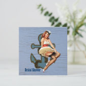 anchor retro pin up girl sailor bridal shower invitation (Standing Front)