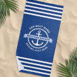 Anchor Rope Border Boat Name Welcome Aboard Beach Towel at Zazzle
