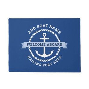 Anchor rope border boat name welcome aboard doormat