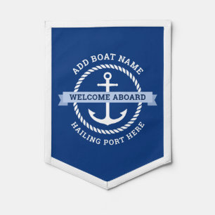 Anchor rope border boat name welcome aboard pennant