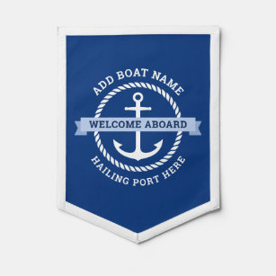 Anchor rope border boat name welcome aboard pennant