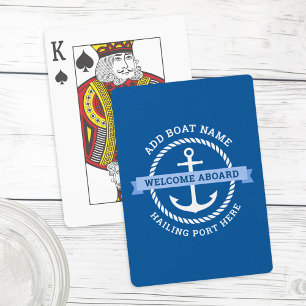 Anchor rope border boat name welcome aboard poker cards