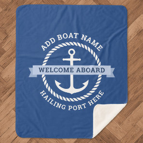 Anchor rope border boat name welcome aboard sherpa blanket