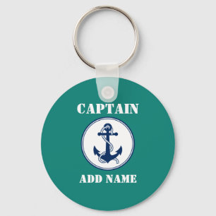 Anchor & Rope Captain Add Name or Boat Name Keychain
