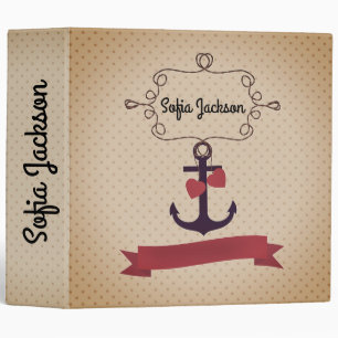 Anchor rope frame nautical naval sea voyage red ri 3 ring binder