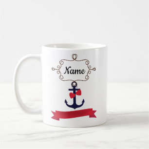 Anchor rope frame nautical naval sea voyage red ri coffee mug