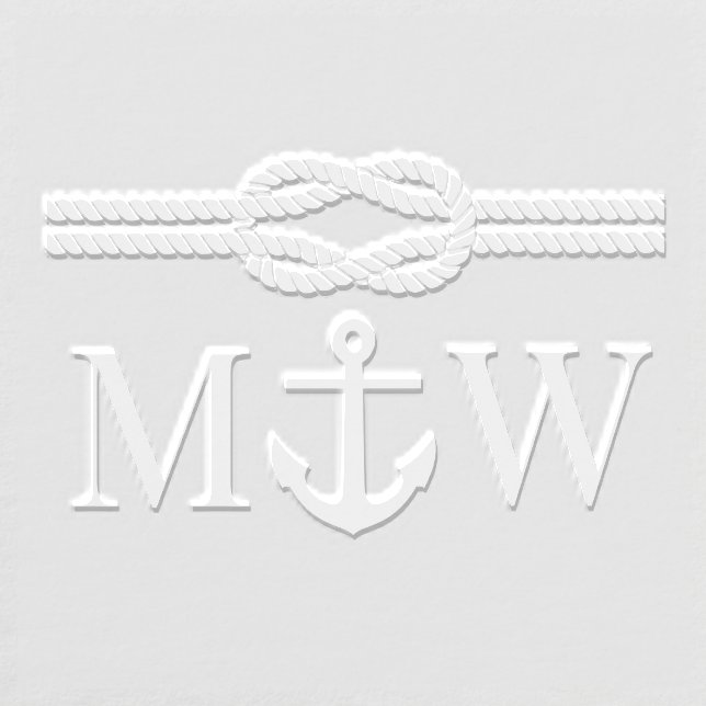 Anchor Rope Knot Border Wedding 2 Initial Monogram Embosser (Design)