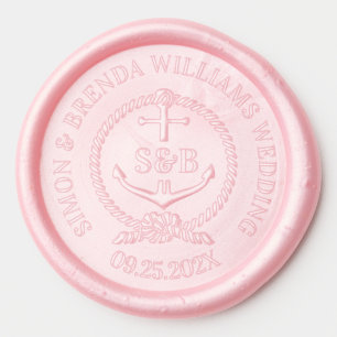 Anchor & Rope Knot Custom Names Wedding Wax Seal Sticker