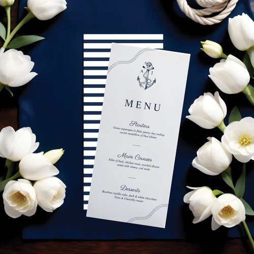 Anchor  Rope Nautical Monogram Navy  White Menu