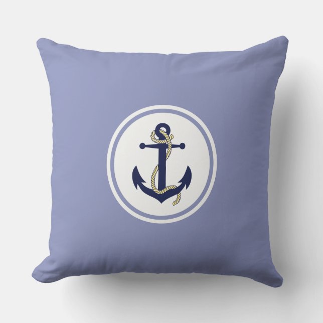 Anchor & rope, Seaman's anchor, Nautical emblem Throw Pillow (Front)