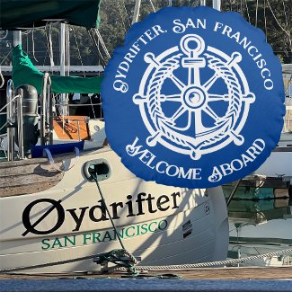 Anchor Rope Ship Wheel Boat Name Welcome Aboard