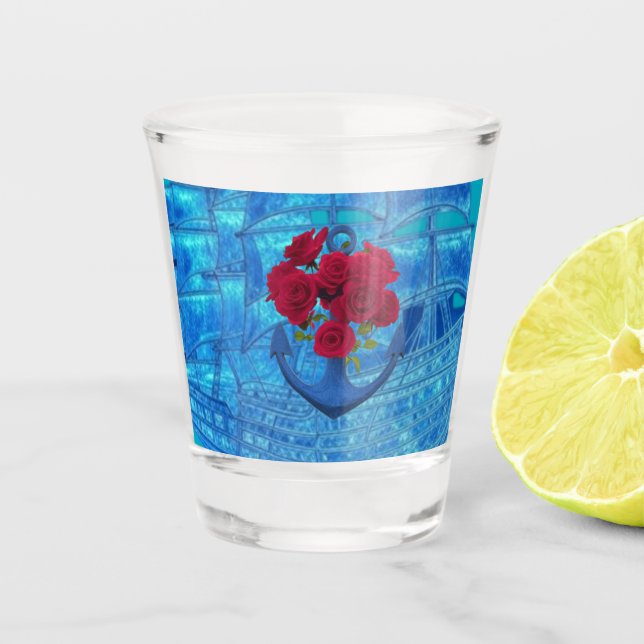 ANCHOR ROSE  SHOT GLASS (Front)