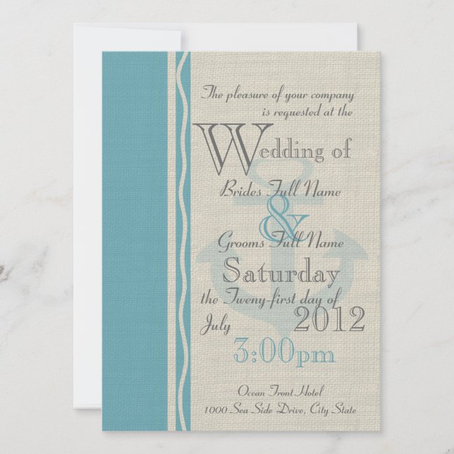 Anchor Rustic Nautical Wedding Invitation (Front)
