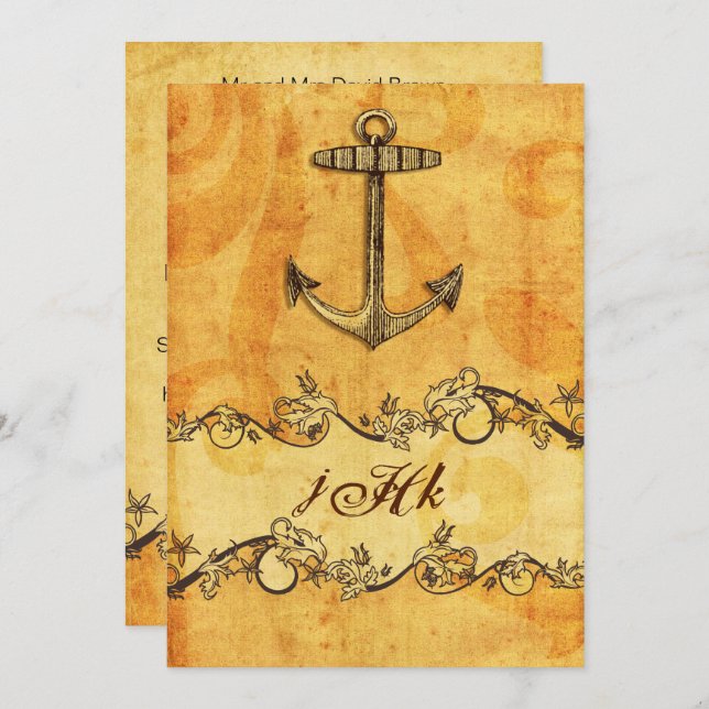 Anchor Rustic Nautical Wedding Invitation (Front/Back)