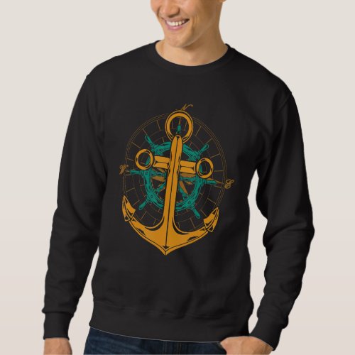 Anchor Sailboat Steering Wheel Skipper Sailor Sail Sweatshirt