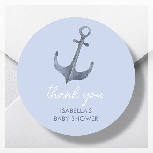 Anchor Sailing Theme Thank You Baby Shower Favor Classic Round Sticker