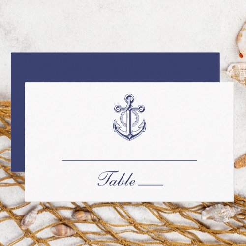 Anchor Sailor Navy Blue Nautical Wedding Place Card