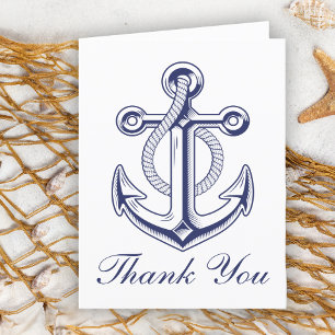 Anchor Sailor Navy Blue Nautical Wedding Thank You