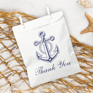 Anchor Sailor Navy Blue Nautical Wedding Thank You Favor Bag
