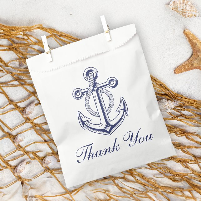Anchor Sailor Navy Blue Nautical Wedding Thank You Favor Bag (Creator Uploaded)