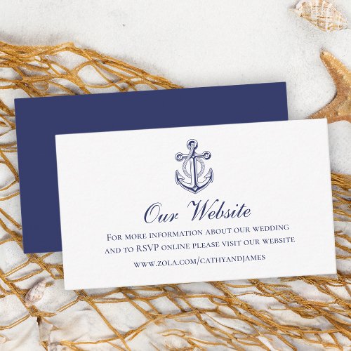 Anchor Sailor Navy Blue Nautical Wedding Website Enclosure Card