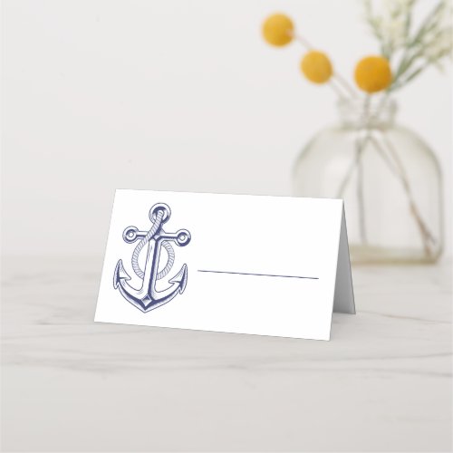 Anchor Sailor Ocean Navy Blue Nautical Wedding Place Card
