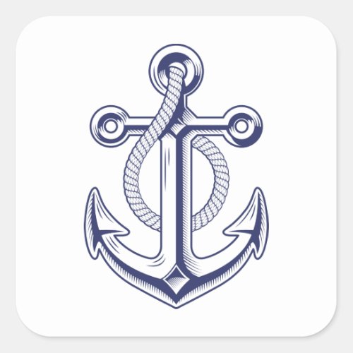 Anchor Sailor Ocean Navy Blue Nautical Wedding Square Sticker
