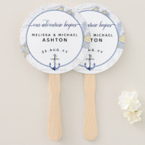 Anchor + Script Typography Authentic Nautical Hand Fan
