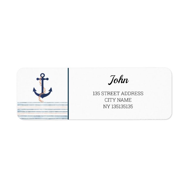 Anchor sea waves personalized label (Front)