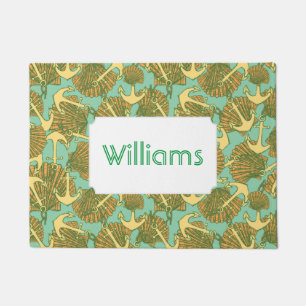 Anchor & Shells In Vintage Pattern Add Your Name Doormat