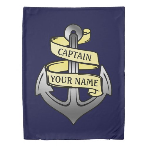 Anchor Ship Captain Nautical Custom Name Duvet Cover