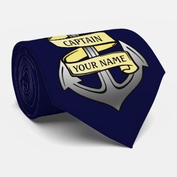 Anchor Ship Captain Your Name Customizable Neck Tie by LaborAndLeisure at Zazzle
