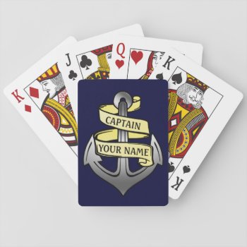 Anchor Ship Captain Your Name Customizable Playing Cards by LaborAndLeisure at Zazzle