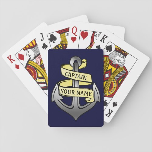 Anchor Ship Captain Your Name Customizable Playing Cards
