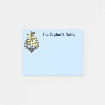 Anchor Ship Captain Your Name Customizable Post-it Notes by LaborAndLeisure at Zazzle