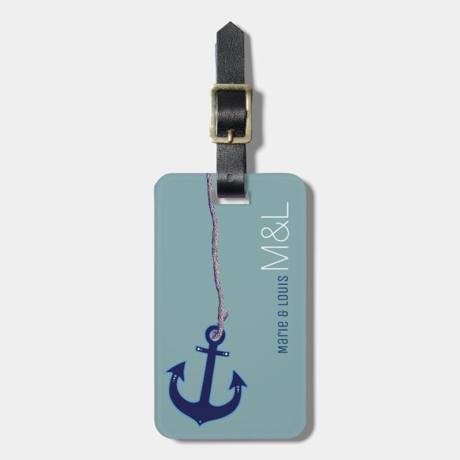 Anchor Ship Cruising Personalized Luggage Tag (Front Vertical)