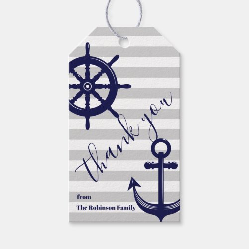 Anchor Ship Wheel Nautical Thank You Gift Tags