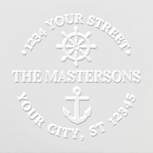 Anchor Ship Wheel Round Name Return Address Embosser (Design)