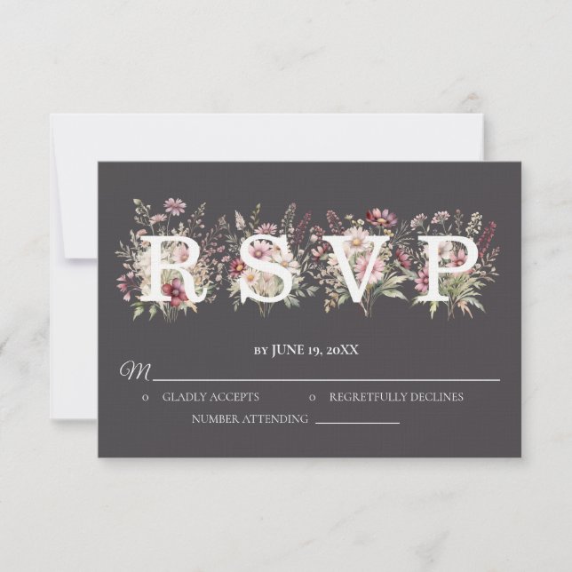 Anchor Spring Floral Wedding RSVP card (Front)