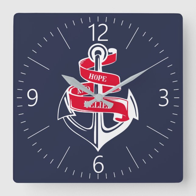 Anchor Square Wall Clock (Front)