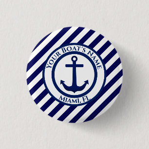 Anchor Stamp and Diagonal Stripes Custom Button