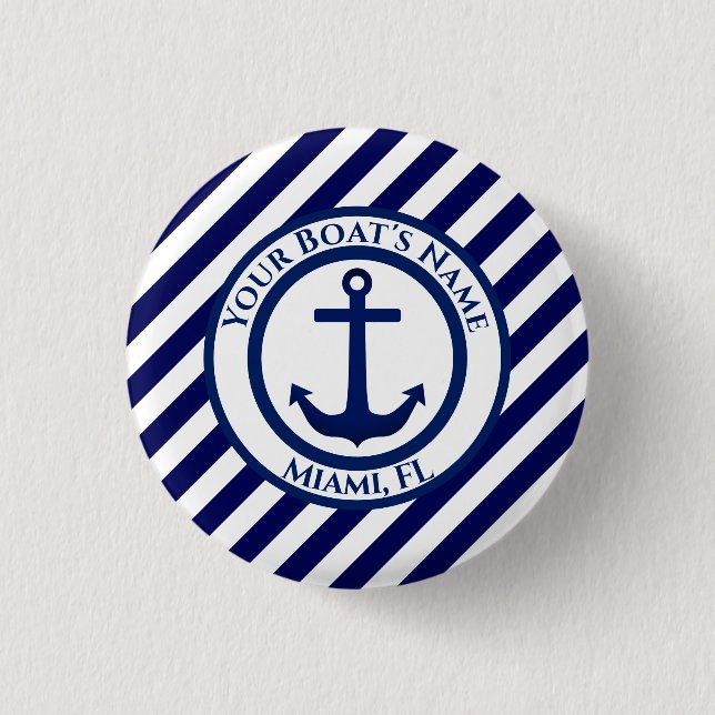 Anchor Stamp and Diagonal Stripes Custom Button (Front)
